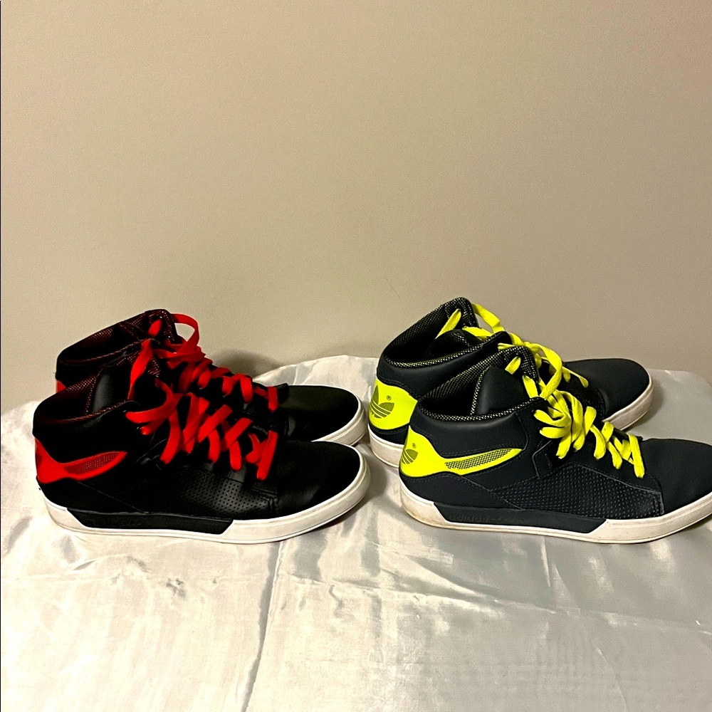 Adidas Kids High-Top Sneakers - Black and Yellow